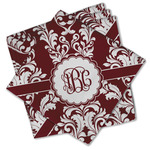 Maroon & White Cloth Cocktail Napkins - Set of 4 w/ Monogram