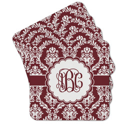 Maroon & White Cork Coaster - Set of 4 w/ Monogram