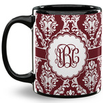 Maroon & White 11 Oz Coffee Mug - Black (Personalized)