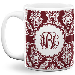 Maroon & White 11 Oz Coffee Mug - White (Personalized)