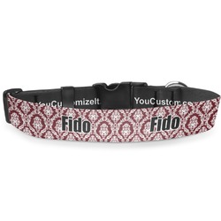 Maroon & White Deluxe Dog Collar - Large (13" to 21") (Personalized)