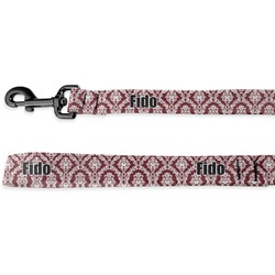 Maroon & White Deluxe Dog Leash - 4 ft (Personalized)