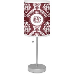 Maroon & White 7" Drum Lamp with Shade Linen (Personalized)