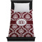 Maroon & White Duvet Cover - Twin - On Bed - No Prop