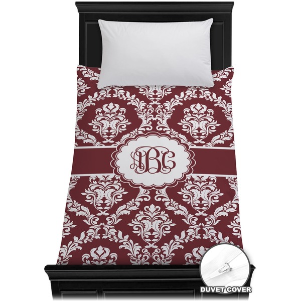 Custom Maroon & White Duvet Cover - Twin (Personalized)