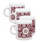 Maroon & White Espresso Cup Group of Four Front