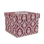 Maroon & White Gift Box with Lid - Canvas Wrapped - Medium (Personalized)