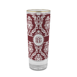 Maroon & White 2 oz Shot Glass - Glass with Gold Rim (Personalized)