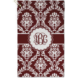 Maroon & White Golf Towel - Poly-Cotton Blend - Small w/ Monograms