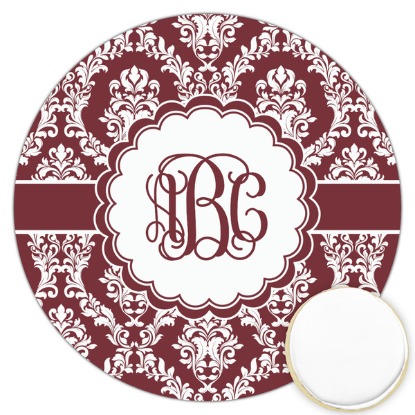 Custom Maroon & White Printed Cookie Topper - 3.25" (Personalized)