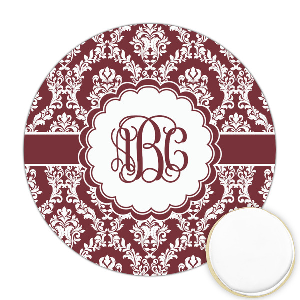 Custom Maroon & White Printed Cookie Topper - 2.5" (Personalized)