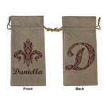 Maroon & White Large Burlap Gift Bag - Front & Back (Personalized)