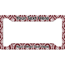Maroon & White License Plate Frame - Style A (Personalized)