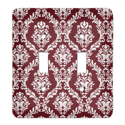 Maroon & White Light Switch Cover (2 Toggle Plate)
