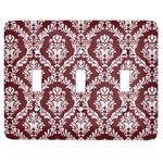 Maroon & White Light Switch Cover (3 Toggle Plate)