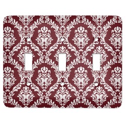 Maroon & White Light Switch Cover (3 Toggle Plate)