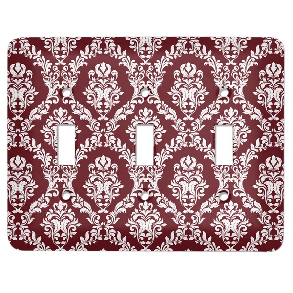 Custom Maroon & White Light Switch Cover (3 Toggle Plate)