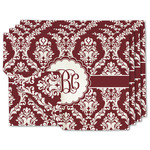 Maroon & White Double-Sided Linen Placemat - Set of 4 w/ Monogram