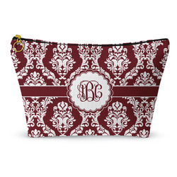 Maroon & White Makeup Bag - Large - 12.5"x7" (Personalized)