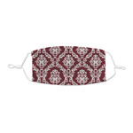 Maroon & White Kid's Cloth Face Mask - XSmall