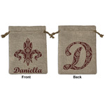 Maroon & White Medium Burlap Gift Bag - Front & Back (Personalized)