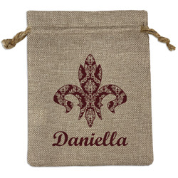 Maroon & White Medium Burlap Gift Bag - Front (Personalized)