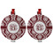 Maroon & White Metal Ball Ornament - Front and Back