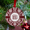 Maroon & White Metal Ball Ornament - Lifestyle