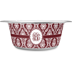 Maroon & White Stainless Steel Dog Bowl - Small (Personalized)