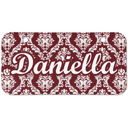 Maroon & White Mini/Bicycle License Plate (2 Holes) (Personalized)