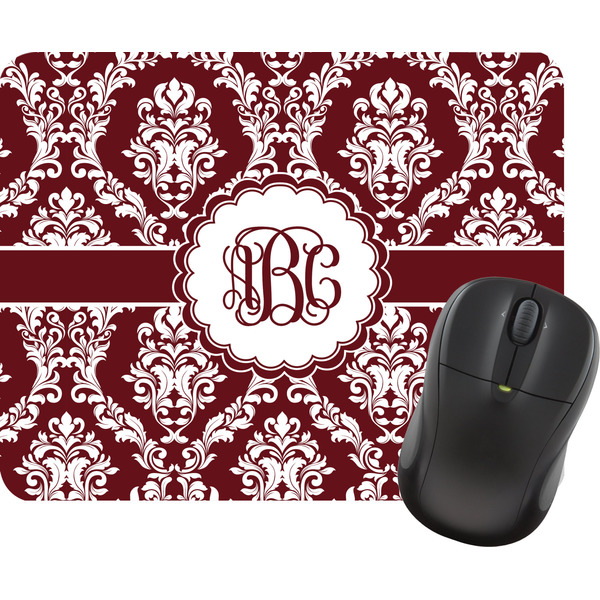 Custom Maroon & White Rectangular Mouse Pad (Personalized)