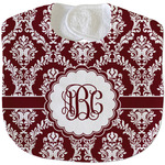 Maroon & White Velour Baby Bib w/ Monogram