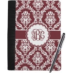 Maroon & White Notebook Padfolio - Large w/ Monogram