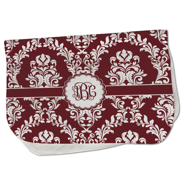 Custom Maroon & White Burp Cloth - Fleece w/ Monogram