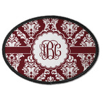 Maroon & White Iron On Oval Patch w/ Monogram