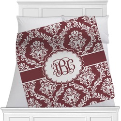 Maroon & White Minky Blanket - Twin / Full - 80"x60" - Double Sided (Personalized)