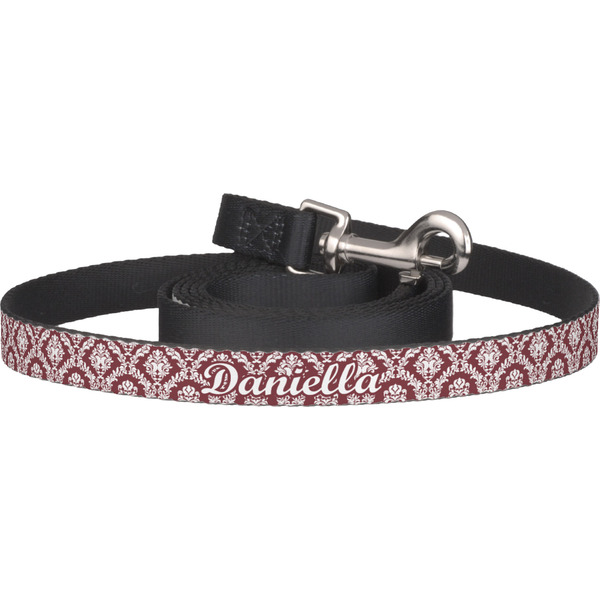 Custom Maroon & White Dog Leash (Personalized)