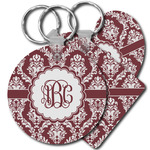 Maroon & White Plastic Keychain (Personalized)