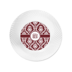 Maroon & White Plastic Party Appetizer & Dessert Plates - 6" (Personalized)