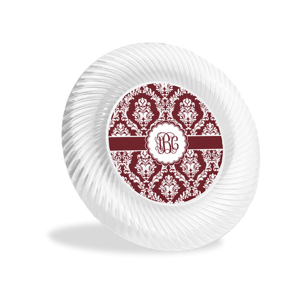 Custom Maroon & White Plastic Party Appetizer & Dessert Plates - 6" (Personalized)