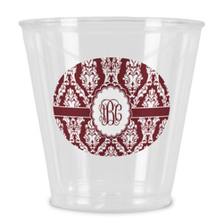 Maroon & White Plastic Shot Glass (Personalized)