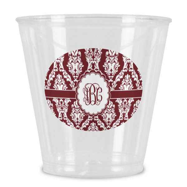 Custom Maroon & White Plastic Shot Glass (Personalized)