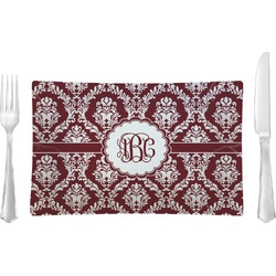 Maroon & White Glass Rectangular Lunch / Dinner Plate (Personalized)