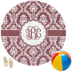 Maroon & White Round Beach Towel (Personalized)