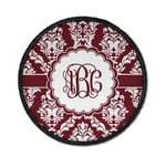 Maroon & White Iron On Round Patch w/ Monogram