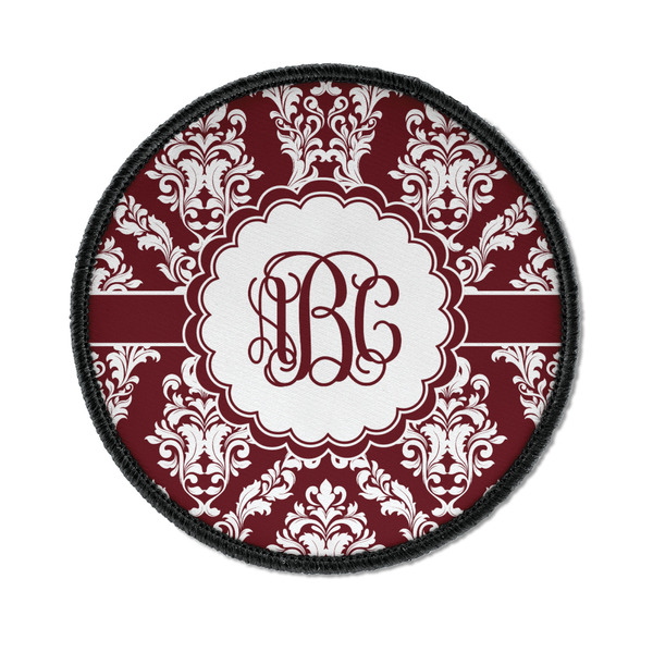 Custom Maroon & White Iron On Round Patch w/ Monogram