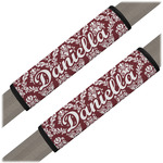 Maroon & White Seat Belt Covers (Set of 2) (Personalized)