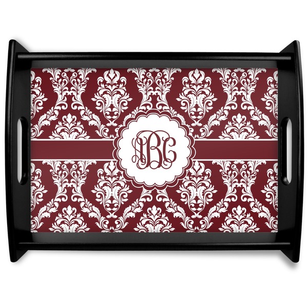 Custom Maroon & White Black Wooden Tray - Large (Personalized)