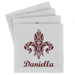 Maroon & White Absorbent Stone Coasters - Set of 4 (Personalized)