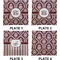 Maroon & White Set of Square Dinner Plates (Approval)